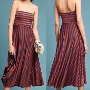 ANTHROPOLOGIE Maeve Penny Strapless Midi Dress